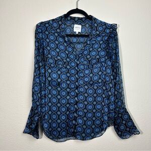 MISA Sheer Ruffle Button Down Blouse Size XS